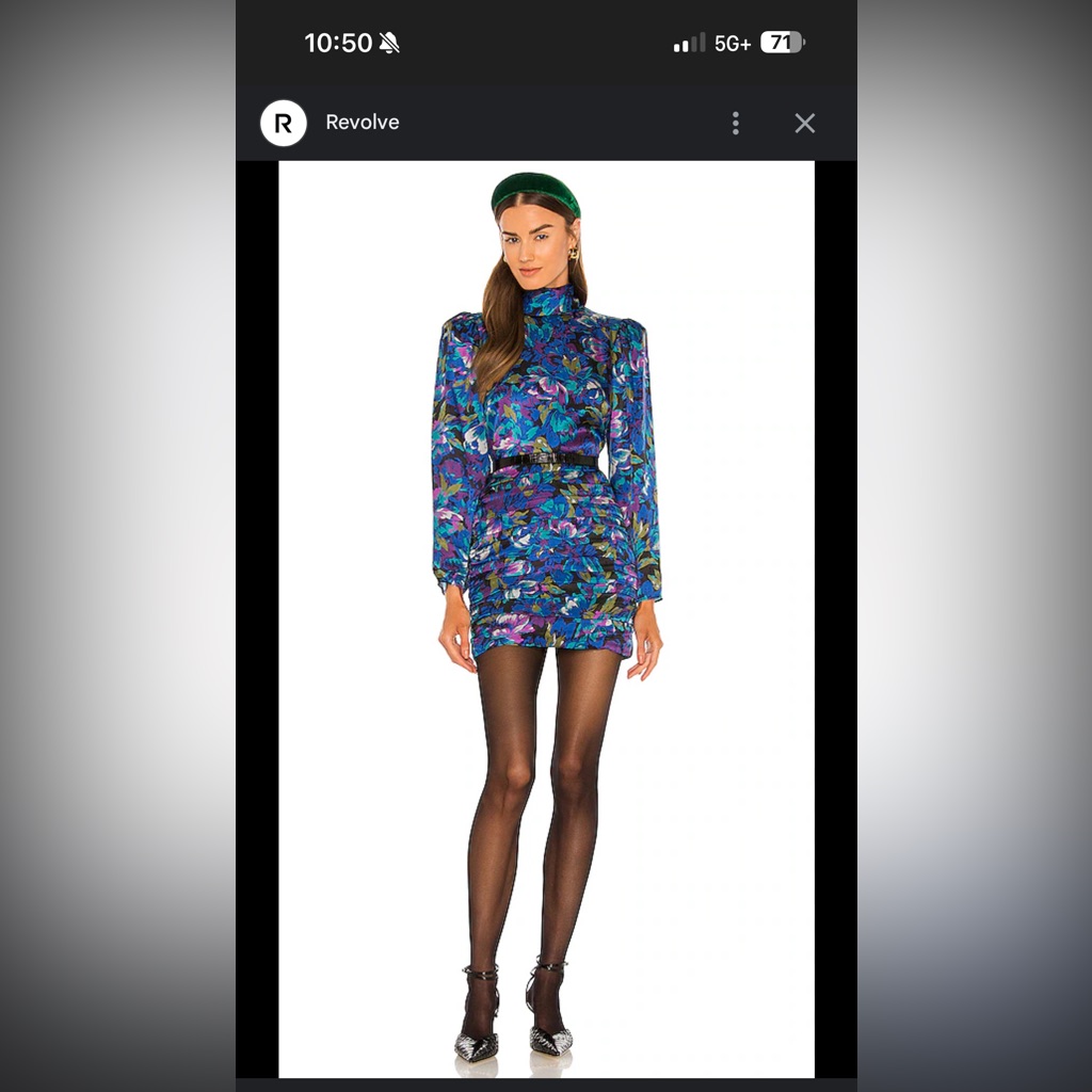 Ronny Kobo Collection Vibrant Blue Floral Long Sleeve Dress